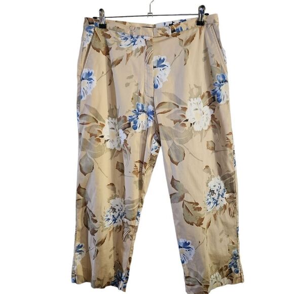 Izod Stretch Womens Floral Tropical Cropped Pants Size 14/16 - Picture 1 of 7